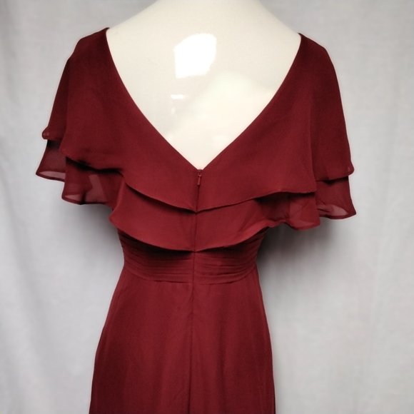 JJs House. NWT. Burgundy Full Length Chiffon Bridesmaid/Mother Bride Dress.  8. - Picture 14 of 15
